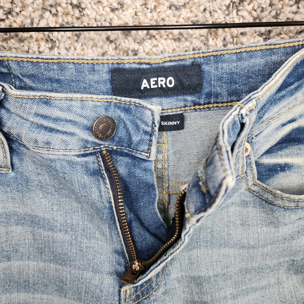Aeropostale Jeans Mens 27x28 Athletic Skinny Denim Blue 5‎ Pocket Casual